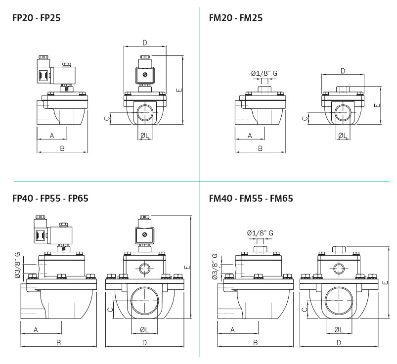 B1 Pulse valve with threaded connection F Series