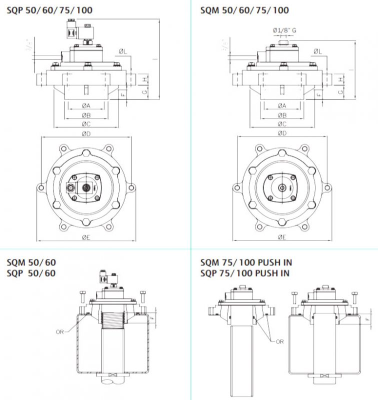 B4 GLOBAL PULSE VALVE FOR SQUARE TANK SQ Series