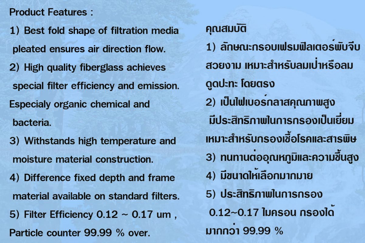 Turbo HEPA- ULPA Panel Air Filter